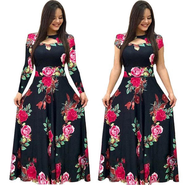 s- 5xl plus size elegant spring summer tunic women dress 2020 bohmia flower print maxi dresses fashion hollow out long vestidos, Black;gray
s- 5xl plus size elegant spring summer tunic women dress 2020 bohmia flower print maxi dresses fashion hollow out long vestidos, Black;gray