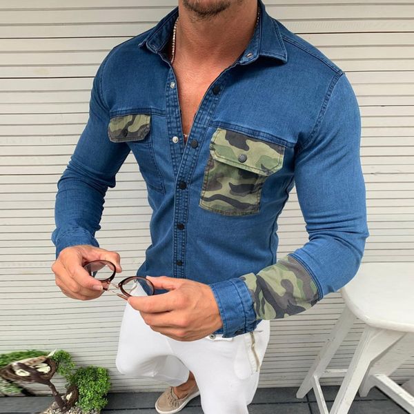 fashion patchwork men shirt male 2019 brand slim long sleeve mens dress shirts jeans chemise homme pockets denim shirt for men, White;black
fashion patchwork men shirt male 2019 brand slim long sleeve mens dress shirts jeans chemise homme pockets denim shirt for men, White;black