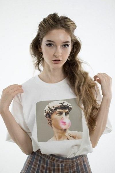 o-neck david michelangelo statue bubble gum chewing gum print tshirt bubblegum sculpture t-shirt cotton female fashion women quality, White
o-neck david michelangelo statue bubble gum chewing gum print tshirt bubblegum sculpture t-shirt cotton female fashion women quality, White