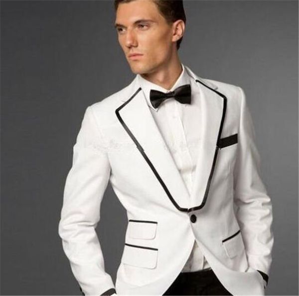 single breasted white 2pcs (jacket + pants) groom tuxedo dress custom made men suits slim fit suit wedding suits for men, White;black
single breasted white 2pcs (jacket + pants) groom tuxedo dress custom made men suits slim fit suit wedding suits for men, White;black