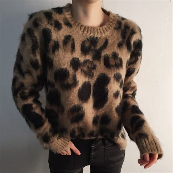 korean style leopard sweater women mink cashmere soft thicken knitted pullovers loose warm autumn winter jumper, White;black
korean style leopard sweater women mink cashmere soft thicken knitted pullovers loose warm autumn winter jumper, White;black