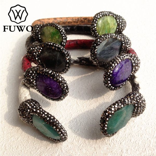fuwo natural gem stone snake skin bangles with rhinestone paved fashion double stone multicolor bangles wholesale bg1501, Black
fuwo natural gem stone snake skin bangles with rhinestone paved fashion double stone multicolor bangles wholesale bg1501, Black
