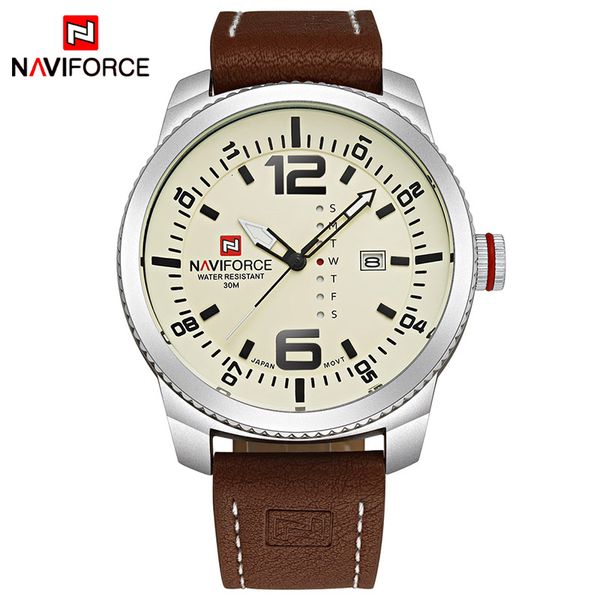 2019 Luxury Brand Naviforce Men Military Sports Watches Men's Quartz Date Clock Man Leather Wrist Watch Relogio Masculino Ly191213