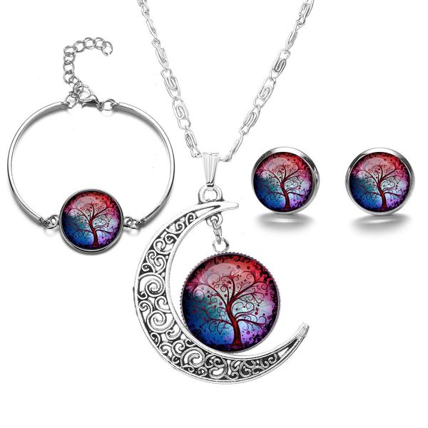 vintage tree of life series jewelry sets eternal tree art glass gem crescent necklace earrings bracelet creative gift, Slivery;golden
vintage tree of life series jewelry sets eternal tree art glass gem crescent necklace earrings bracelet creative gift, Slivery;golden