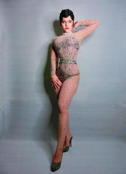 women new sparkly rhinestone transparent jumpsuits party birthday celebrate costume female singer stage show jumpsuits, Black;white
women new sparkly rhinestone transparent jumpsuits party birthday celebrate costume female singer stage show jumpsuits, Black;white