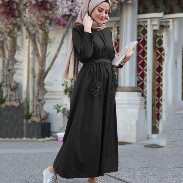 2019 autumn women plus size long sleeve print abaya jilbab muslim summer solid color pearls embellished flowing dress 4.4, Red
2019 autumn women plus size long sleeve print abaya jilbab muslim summer solid color pearls embellished flowing dress 4.4, Red