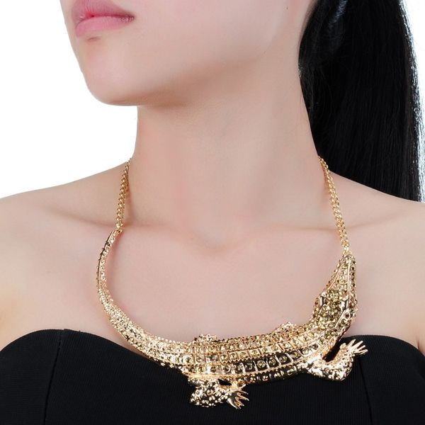 fashion silver & gold color crocodile alligator chain collar statement pendant bib necklace, Golden;silver
fashion silver & gold color crocodile alligator chain collar statement pendant bib necklace, Golden;silver