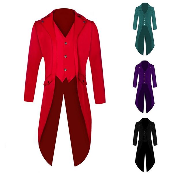 men steampunk blazers turn-down collar solid fashion costumes suit jacket formal closure male long tuxedo party clothes, White;black
men steampunk blazers turn-down collar solid fashion costumes suit jacket formal closure male long tuxedo party clothes, White;black