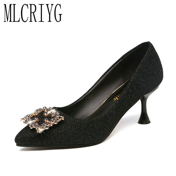 size 35-40 2019 new summer women's elegant pumps high heels crystal decoration shoes woman lady super shining footwear, Black
size 35-40 2019 new summer women's elegant pumps high heels crystal decoration shoes woman lady super shining footwear, Black