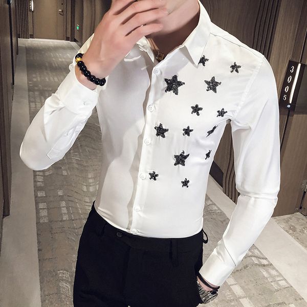 gzdeerax solid color mens shirts luxury pentacle sequin long sleeve party mens dress shirts fashion slim fit male, White;black
gzdeerax solid color mens shirts luxury pentacle sequin long sleeve party mens dress shirts fashion slim fit male, White;black