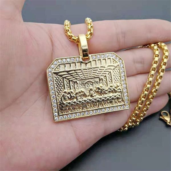 hip hop iced out bling the last supper pendant necklace for men gold color stainless steel necklaces male religious jewelry n74, Silver
hip hop iced out bling the last supper pendant necklace for men gold color stainless steel necklaces male religious jewelry n74, Silver