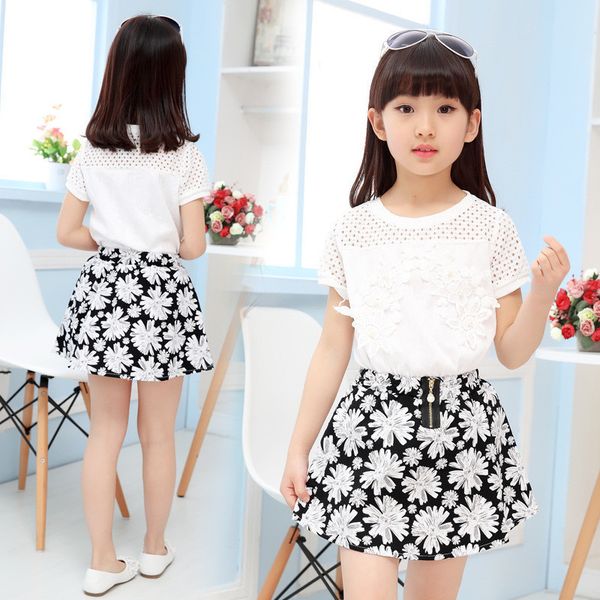 4-14y fashion children girls clothing sets teenage summer tracksuit for girl clothes sets 2pc brand lace t shirt +flower skirts y190518, White
4-14y fashion children girls clothing sets teenage summer tracksuit for girl clothes sets 2pc brand lace t shirt +flower skirts y190518, White