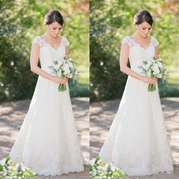 vintage lace a-line wedding dresses elegant v-neck bridal gowns backless wedding gowns custom made vestidos de novia lace gowns, White
vintage lace a-line wedding dresses elegant v-neck bridal gowns backless wedding gowns custom made vestidos de novia lace gowns, White