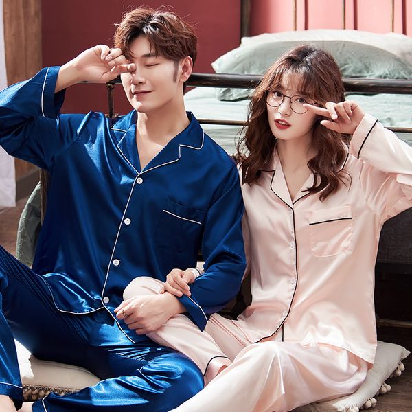 women's sleepwear 2021 luxury pajama lovers spring and autumn long sleeve simulation silk cardigan summer thin style couples home cloth, Black;red
women's sleepwear 2021 luxury pajama lovers spring and autumn long sleeve simulation silk cardigan summer thin style couples home cloth, Black;red