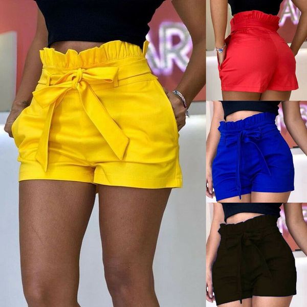 women summer shorts stylish loose belt beach high waist solid short casual beach 2019 summer new, White;black
women summer shorts stylish loose belt beach high waist solid short casual beach 2019 summer new, White;black