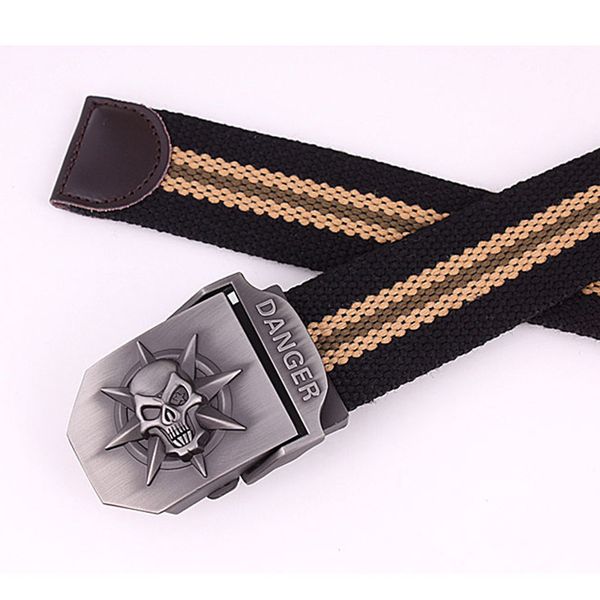 skull alloy automatic buckle men's belt personality men's belt for teenager boy stripe canvas luxury strap male belts 150 160cm, Black;brown
skull alloy automatic buckle men's belt personality men's belt for teenager boy stripe canvas luxury strap male belts 150 160cm, Black;brown