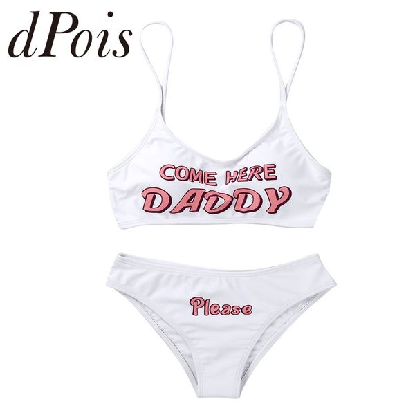 women spaghetti straps yes daddy printed lingerie summer bikini swimsuit mini camisole bra crop with briefs underwear set, White;black
women spaghetti straps yes daddy printed lingerie summer bikini swimsuit mini camisole bra crop with briefs underwear set, White;black