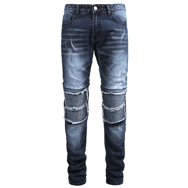brand casual men washed frayed skinny pleated ripped hole jeans trousers slim fit classical denim pencil pants man streetwear, Blue
brand casual men washed frayed skinny pleated ripped hole jeans trousers slim fit classical denim pencil pants man streetwear, Blue