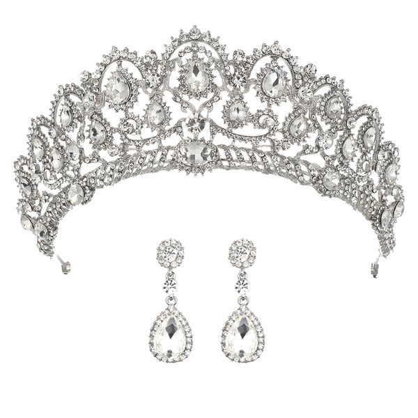 wedding crown bridal tiaras with earrings princess crown for women bride headband head piece hair jewelry hair ornaments diadem, Golden;white
wedding crown bridal tiaras with earrings princess crown for women bride headband head piece hair jewelry hair ornaments diadem, Golden;white