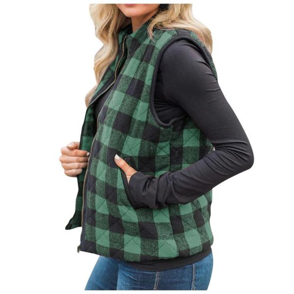women's vests fashion women stand collar lattice pattern plaid zipper vest with pockets fall female autumn winter jacket coats clothes, Black;white
women's vests fashion women stand collar lattice pattern plaid zipper vest with pockets fall female autumn winter jacket coats clothes, Black;white