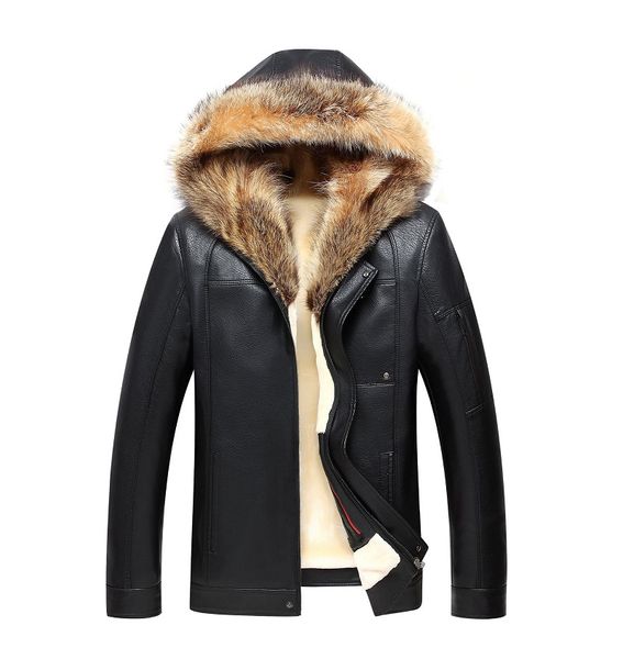 men's fur & faux shearling jackets hoodies mens leather coats real collar winter thickening warm outerwear overcoat outdoor snow, Black
men's fur & faux shearling jackets hoodies mens leather coats real collar winter thickening warm outerwear overcoat outdoor snow, Black