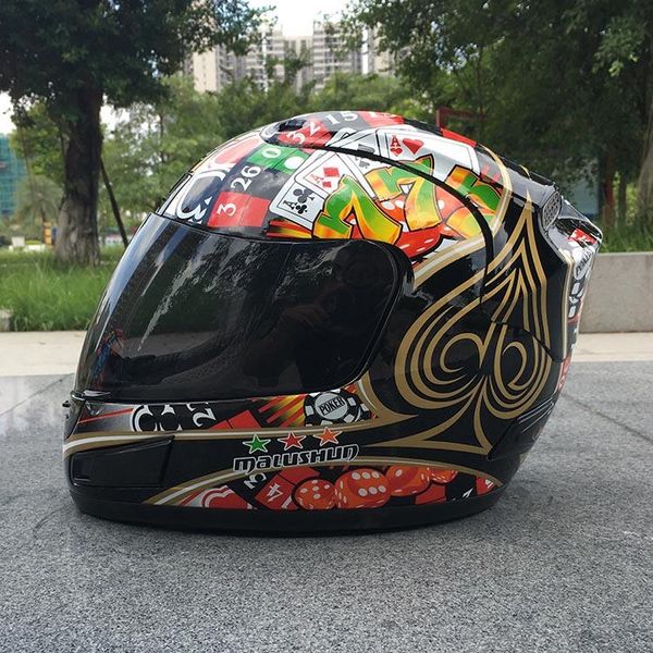 MALUSHUN A1 Personality Motorcycle Helmet Moto Capacete Flip Up Poker Printing Full Face Racing Helmets Capacete Casque
MALUSHUN A1 Personality Motorcycle Helmet Moto Capacete Flip Up Poker Printing Full Face Racing Helmets Capacete Casque