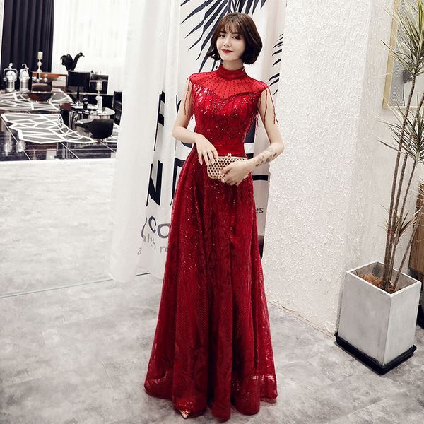 burgundy beading mermaid chinese sequins oriental party female cheongsam stage show qipao elegant celebrity banquet dresses, Red
burgundy beading mermaid chinese sequins oriental party female cheongsam stage show qipao elegant celebrity banquet dresses, Red