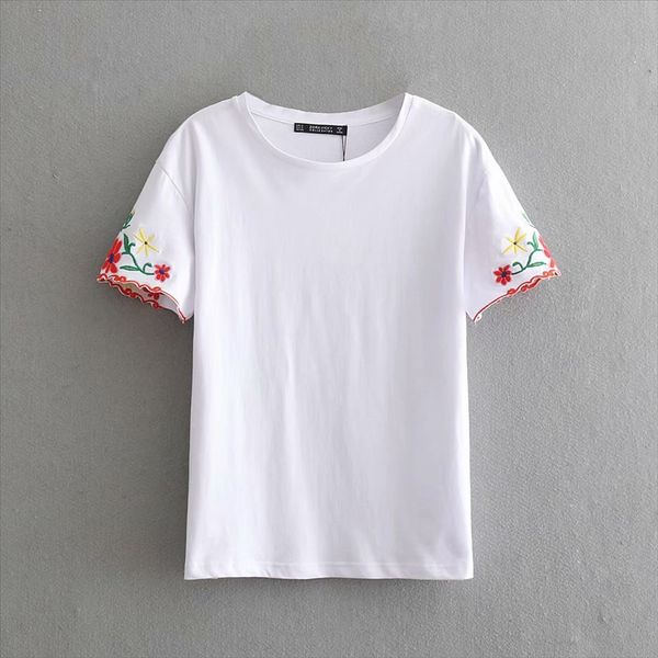 2019 women's flower embroidered pullover style round collar short sleeve flower embroidery decorative pullover t-shirt women's sty, White
2019 women's flower embroidered pullover style round collar short sleeve flower embroidery decorative pullover t-shirt women's sty, White