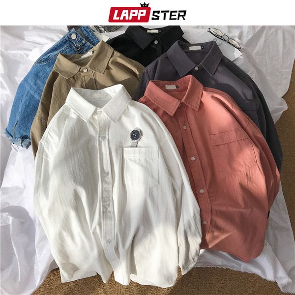 lappster mens korean solid shirts long sleeve 2020 casual mens harajuku vintage shirts women white button shirt regular fit, White;black
lappster mens korean solid shirts long sleeve 2020 casual mens harajuku vintage shirts women white button shirt regular fit, White;black