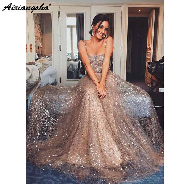 sparkly gold sequin square collar a-line spaghetti strap long prom party evening gown custom made prom dresses, White;black
sparkly gold sequin square collar a-line spaghetti strap long prom party evening gown custom made prom dresses, White;black