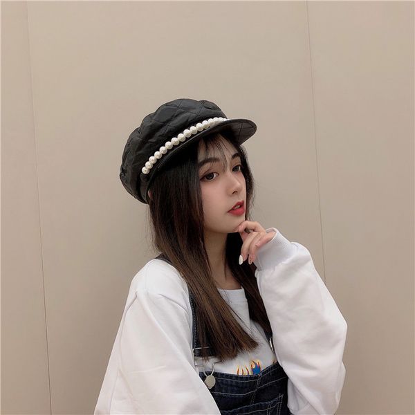 01911-luyanxuan-pearl pu faux leather gold button fashion lattice lady service cap women visors hat, Blue;gray
01911-luyanxuan-pearl pu faux leather gold button fashion lattice lady service cap women visors hat, Blue;gray