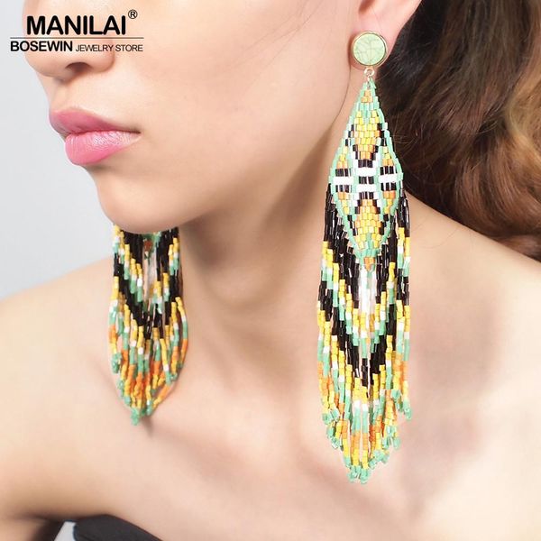 manilai bohemian beaded long tassel earrings for women handmade multicolor beads statement dangle earrings ethnic jewelry, Golden
manilai bohemian beaded long tassel earrings for women handmade multicolor beads statement dangle earrings ethnic jewelry, Golden