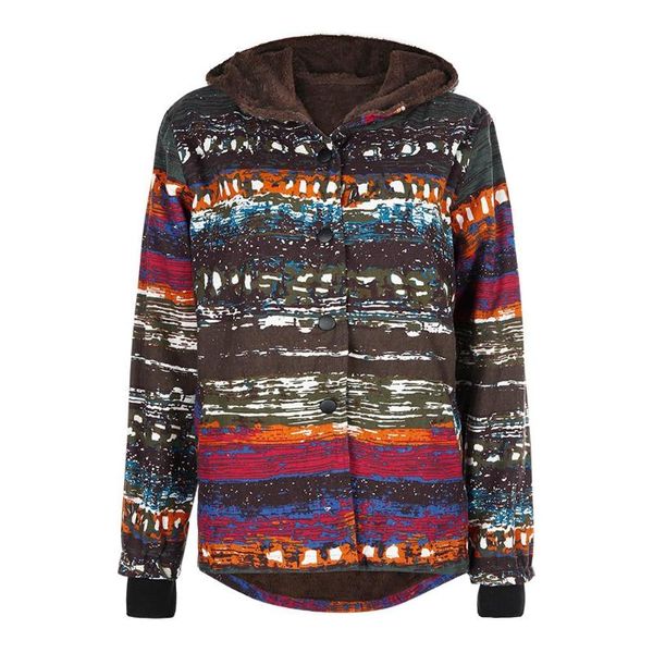 winter fleece warm women winter hooded coat retro print single breasted overcoat casual cotton padded loose jacket, Black
winter fleece warm women winter hooded coat retro print single breasted overcoat casual cotton padded loose jacket, Black
