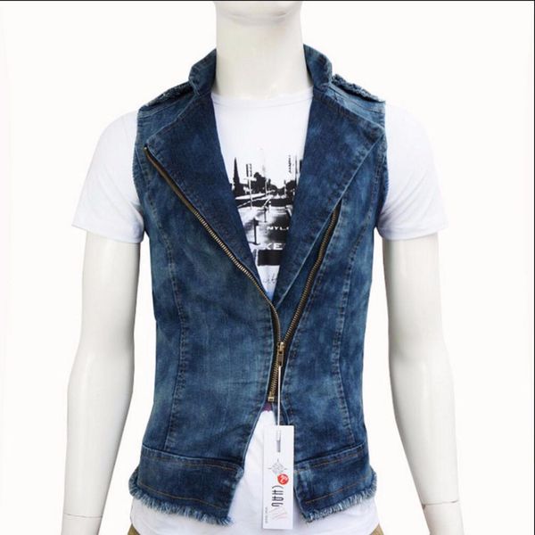 men clothing fashion slim denim vest short design oblique zipper vest sleeveless waistcoat coat cowboy jackets singer costumes, Black;white
men clothing fashion slim denim vest short design oblique zipper vest sleeveless waistcoat coat cowboy jackets singer costumes, Black;white
