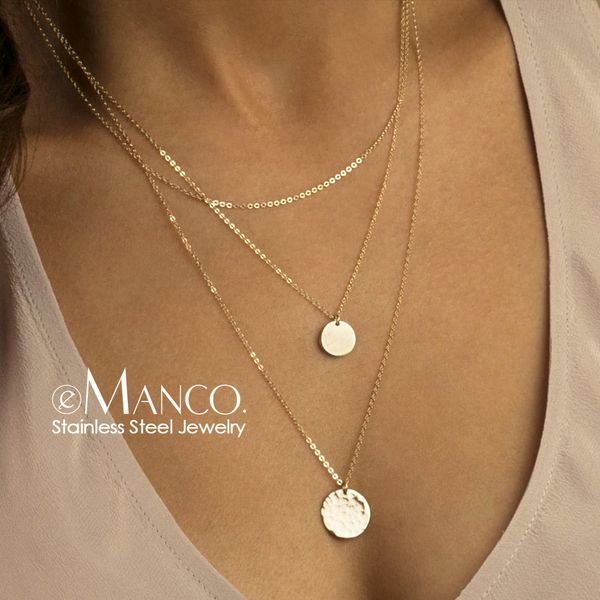 e-manco korean style stainless steel necklace women long layered pendant necklace gold color necklace for women fashion jewelry y200323, Silver
e-manco korean style stainless steel necklace women long layered pendant necklace gold color necklace for women fashion jewelry y200323, Silver