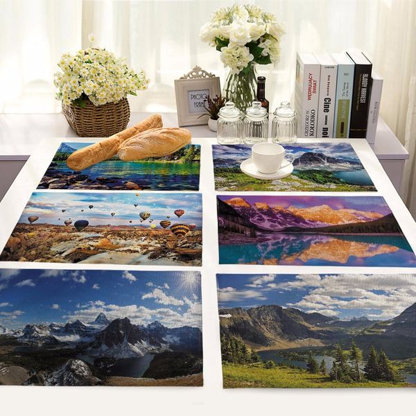 mountain scenery pattern dinner table mat cotton linen placemat for dining table drink coasters kitchen party decorations
mountain scenery pattern dinner table mat cotton linen placemat for dining table drink coasters kitchen party decorations