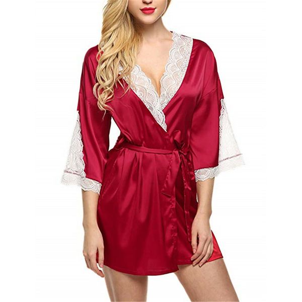 women silk dressing babydoll lace lingerie belt bath robe nightwear women nightwear plus size female bathrobes hot, Black;red
women silk dressing babydoll lace lingerie belt bath robe nightwear women nightwear plus size female bathrobes hot, Black;red