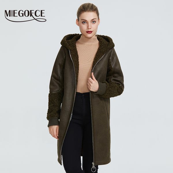 miegofce 2019 new winter women collection faux fur jacket ladies coat design women sheepskin parka knee-length windproof hood, Black
miegofce 2019 new winter women collection faux fur jacket ladies coat design women sheepskin parka knee-length windproof hood, Black