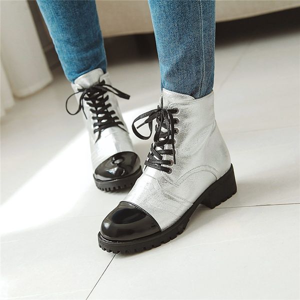 white gold silver lace up gothic combat boots for women block heel shoes glitter bling ladies ankle motorcycle boots, Black
white gold silver lace up gothic combat boots for women block heel shoes glitter bling ladies ankle motorcycle boots, Black