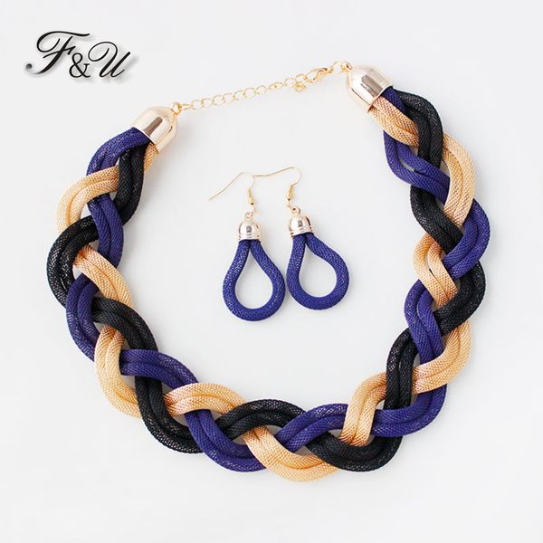 f&utrendy popular twisted different colors of necklace and earrings chain jewelry set for women, Silver
f&utrendy popular twisted different colors of necklace and earrings chain jewelry set for women, Silver