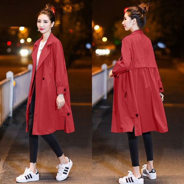 women long autumn trench big size loose wist autumn solid pocket coat long sleeves v-neck apparel fashion thin overcoat, Tan;black
women long autumn trench big size loose wist autumn solid pocket coat long sleeves v-neck apparel fashion thin overcoat, Tan;black
