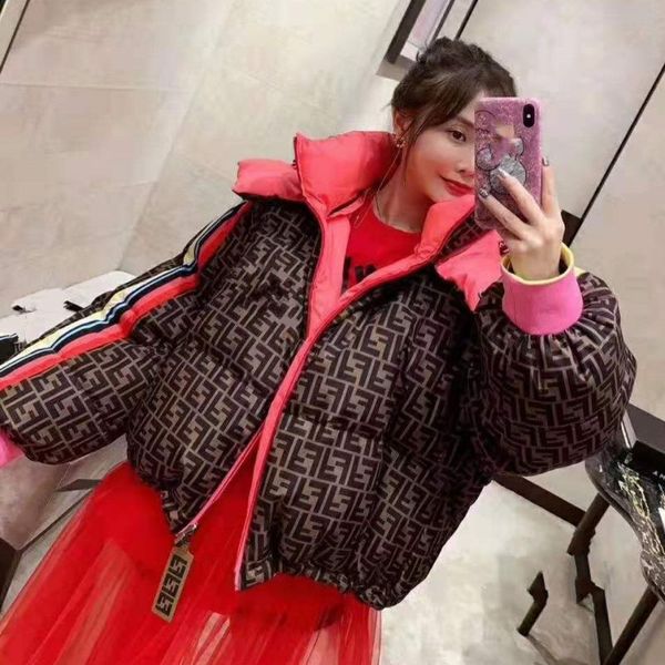 

women winter jacket star same style runway coats fashion hooded ff letter print cotton clothing down cotton jackets padded parka short coat