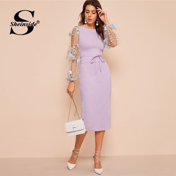 sheinside elegant embroidered applique mesh sleeve dress women 2019 spring lantern sleeve bodycon dresses ladies belted dress, Black;gray
sheinside elegant embroidered applique mesh sleeve dress women 2019 spring lantern sleeve bodycon dresses ladies belted dress, Black;gray