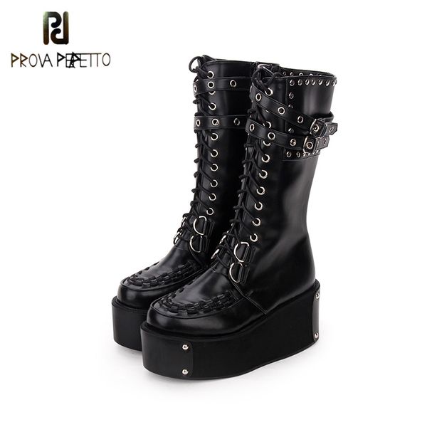 prova perfetto leather round punk style lolita boots knee lace up high boots lolita shoes mid-calf high platform rivet, Black
prova perfetto leather round punk style lolita boots knee lace up high boots lolita shoes mid-calf high platform rivet, Black