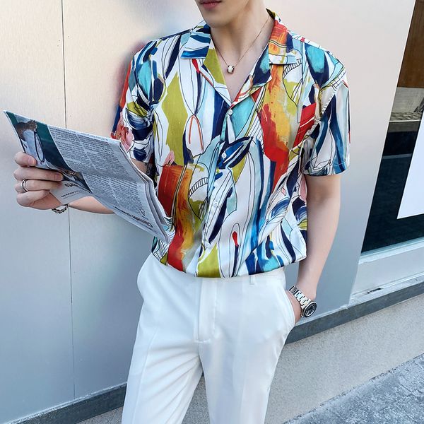 summer fashion casual slim fit dress shirt social tuxedo clothes camisa men shirt retro print short sleeve shirts, White;black
summer fashion casual slim fit dress shirt social tuxedo clothes camisa men shirt retro print short sleeve shirts, White;black