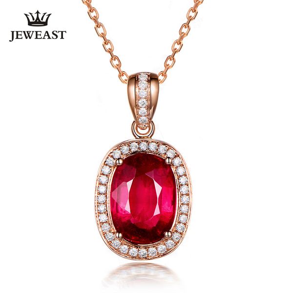 

natural red tourmaline 18k pure gold pendant real au 750 solid gold upscale trendy classic party fine jewelry sell new 2019, Blue;slivery