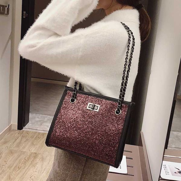 elegant female sequin tote bag 2019 summer new quality pu leather women's handbag lock chain shoulder messenger bag
elegant female sequin tote bag 2019 summer new quality pu leather women's handbag lock chain shoulder messenger bag