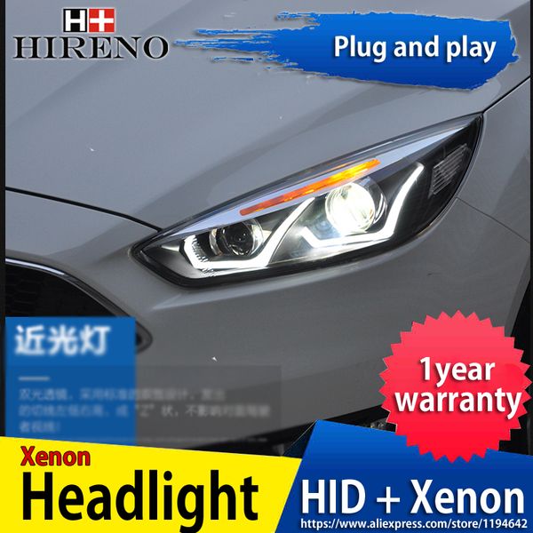 

car styling head lamp case for focus 2015-2018 headlights led headlight drl lens double beam bi-xenon hid car accessories
