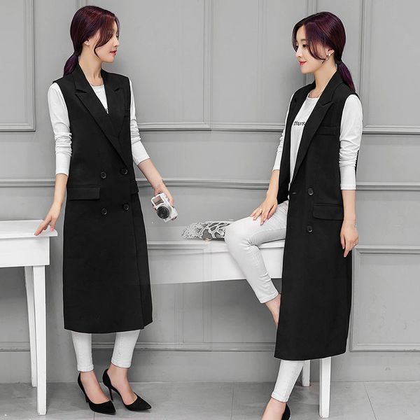 fashion long vest waistcoat for women cardigan jacket coat sleeveless elegant slim double-breasted plus size vest jacket q729, Black;white
fashion long vest waistcoat for women cardigan jacket coat sleeveless elegant slim double-breasted plus size vest jacket q729, Black;white