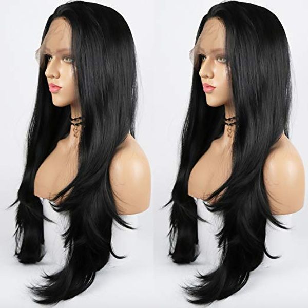 long straight lace front wigs for women realistic looking guleless wig half hand tied heat resistant synthetic fiber 26 inch black color
long straight lace front wigs for women realistic looking guleless wig half hand tied heat resistant synthetic fiber 26 inch black color